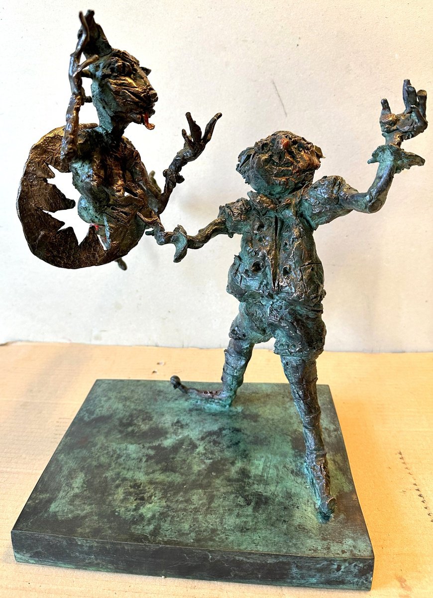 Surrealistic Bronze Sculpture , Clown And Catwoman By Toth Erno, 11 X 15, Artwork For Sale On Artfinder