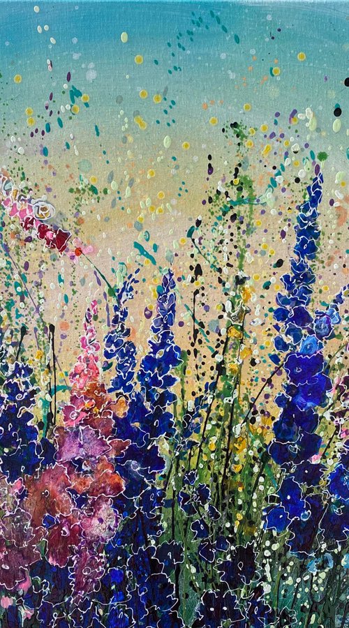The accidental  Floral Splatter #2 Original Painting  24" X 18" X 0.5" by Lena Owens at OLena Art