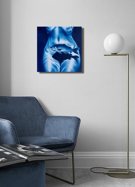 Something Fishy – Blue Nude with Fish