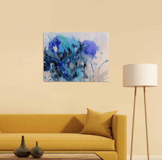 "Blue composition" Abstract painting 60 x 80cm