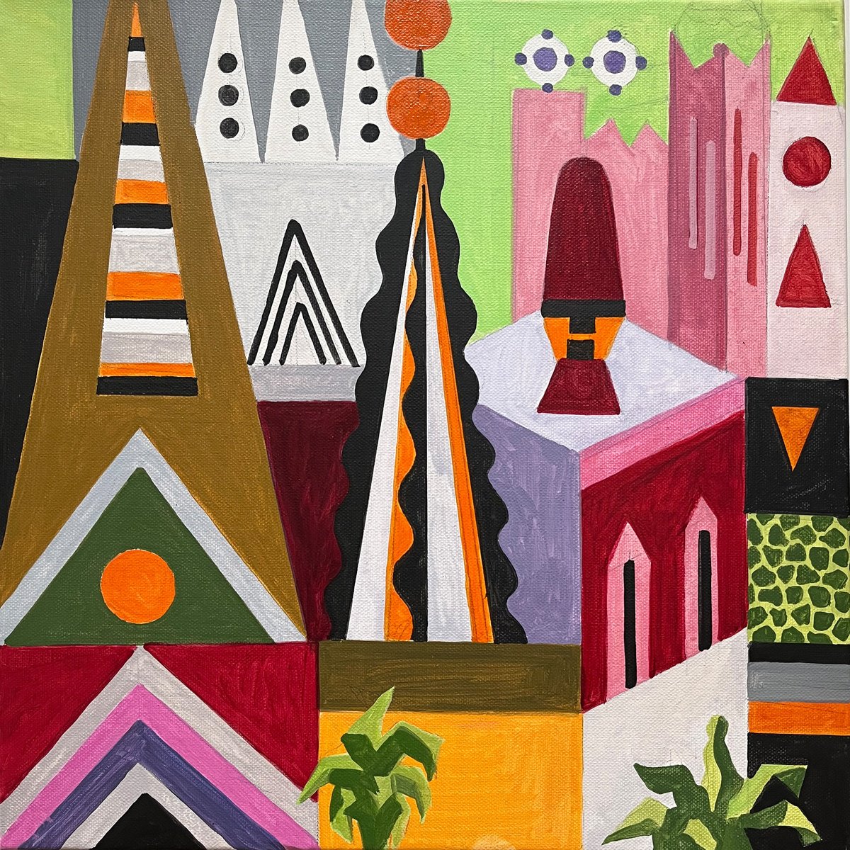 Urban And Pop Acrylic Painting , Barcelona-02C By Andre Baldet, 16 X 16, Artwork For Sale On Artfinder
