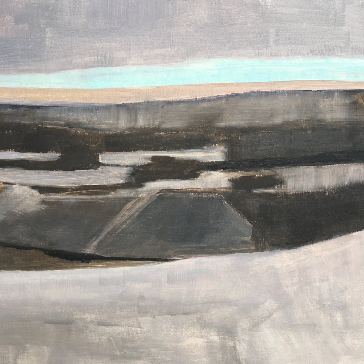 Impressionistic Landscape Oil Painting By Lizzie Butler, 12 X 12", Silent Landscape, Winter, Original Artwork