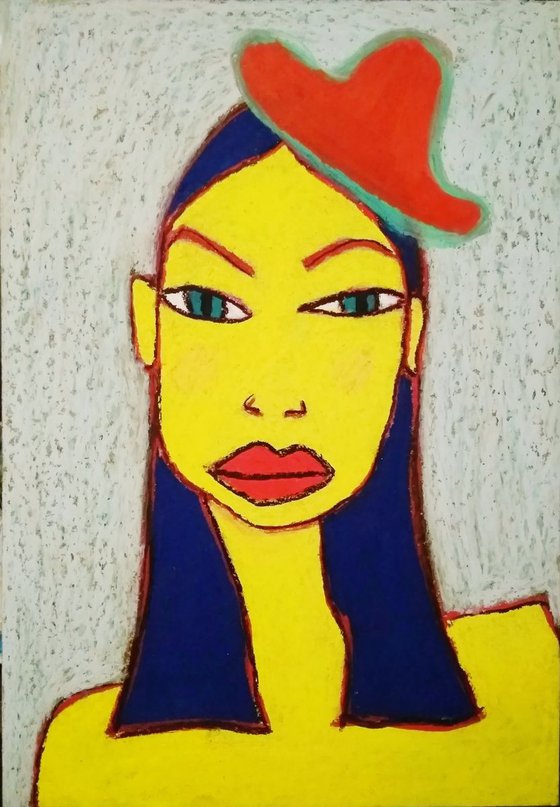 Yellow girl with red hat