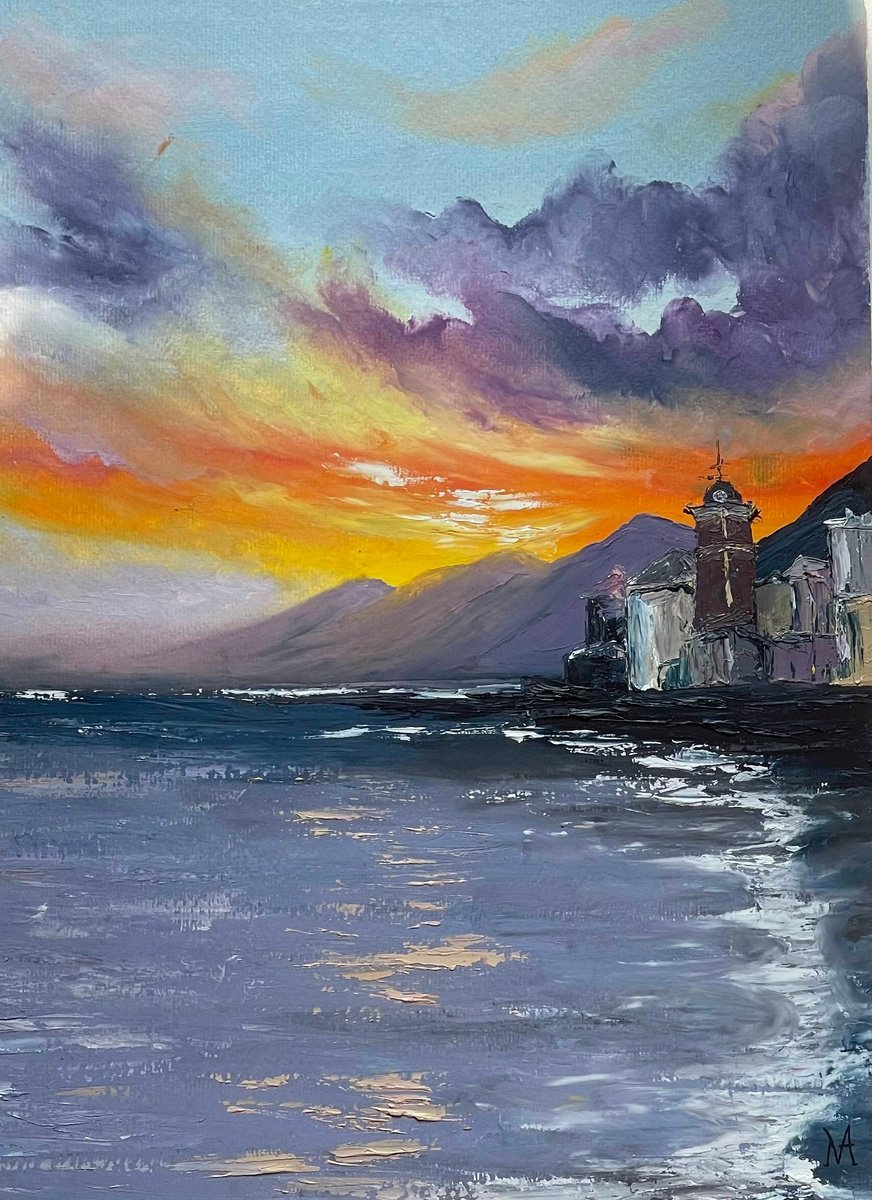 Impressionistic Collage , Camogli View By Anastasiia Novitskaya, 11 X 16, Artwork For Sale On Artfinder