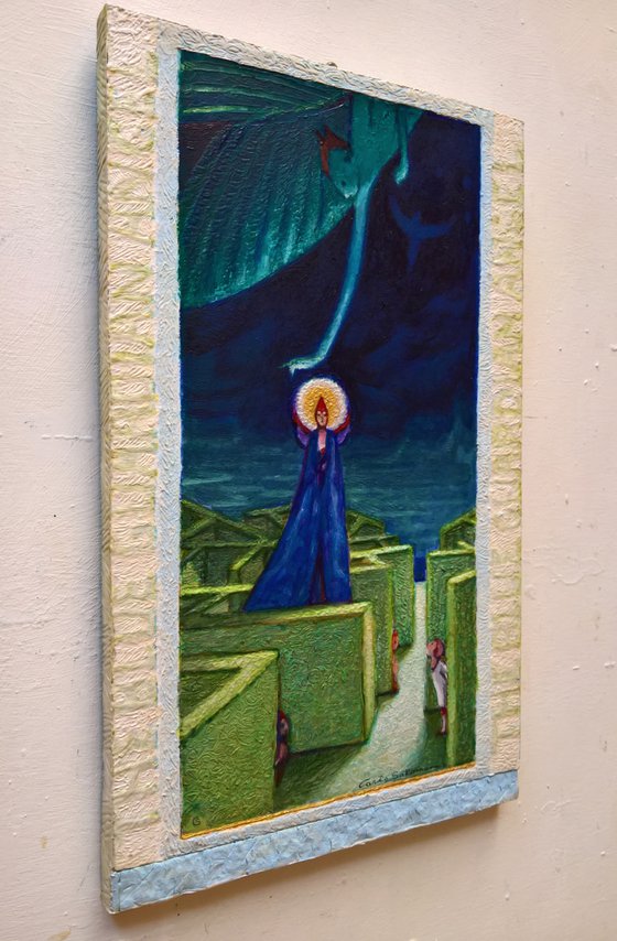 THE BLUE GUARDIAN ANGEL - ( 31,5 x 18,5 cm - INTEGRATED FRAME )