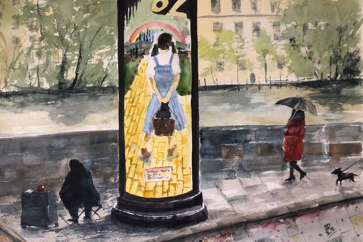 Impressionistic Portrait Watercolour By Bernd Rieve, 15 X 11, Goodbye Yellow Brick Road, Original Artwork