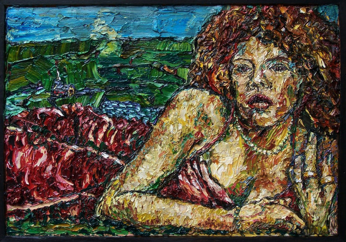 Expressive Portrait Oil Painting By Richard Meyer, 21 X 15", Have You Ever Thought ?, Original Artwork