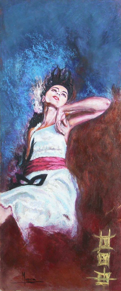 Young girl with a mask / Figure in Pastels by Anna Sidi-Yacoub
