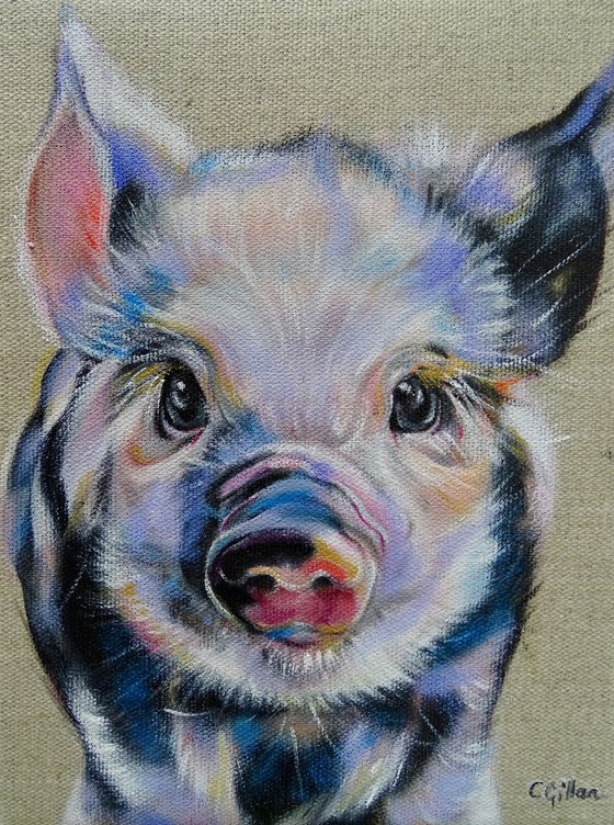 Twinkle Piglet Original Oil Painting on stretched linen canvas