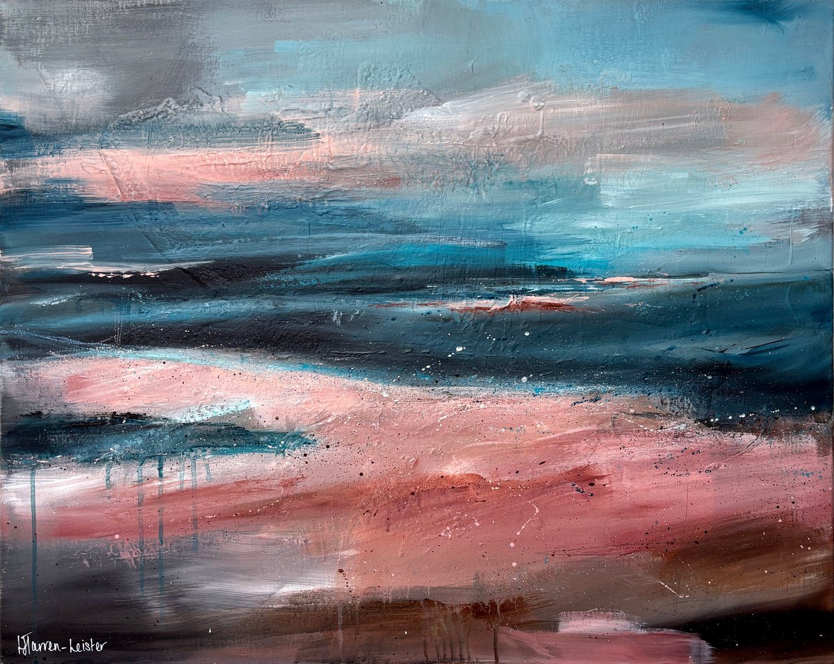 Abstract Landscape Acrylic Painting By Lyndsay Tarren-Leister, 30 X 24", Coastal Drift, Original Artwork