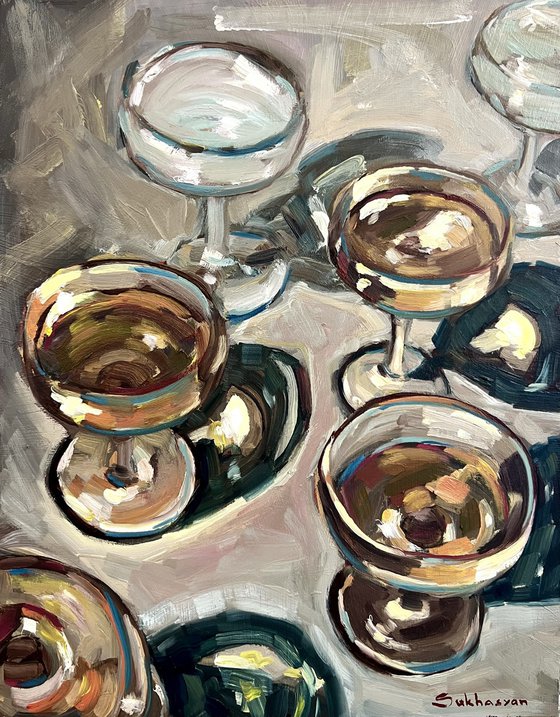 Still Life with White Wine Glasses