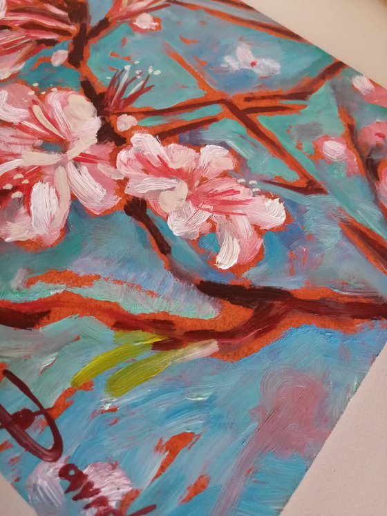 Almond blossom oil painting