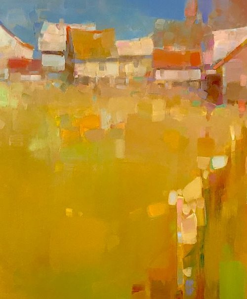 Village in Fall, Handmade oil painting One of a kind by Vahe Yeremyan