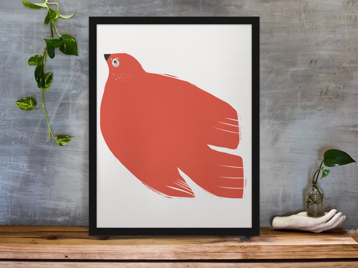 Animal Giclee Print By Emma Evans-Freke, 20 X 20, Birds In Earth Pink, Original Artwork