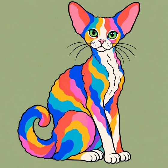 Colorful Devon Rex Cat #21