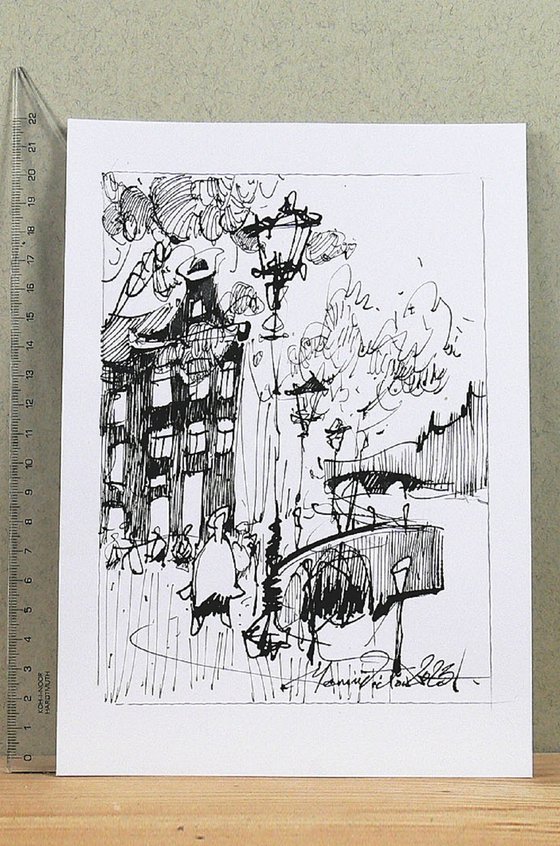 Amsterdam, Ink urban sketch.