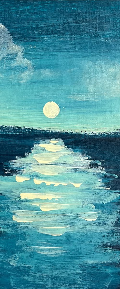 Turquoise Moon acrylic abstract landscape by Stuart Wright