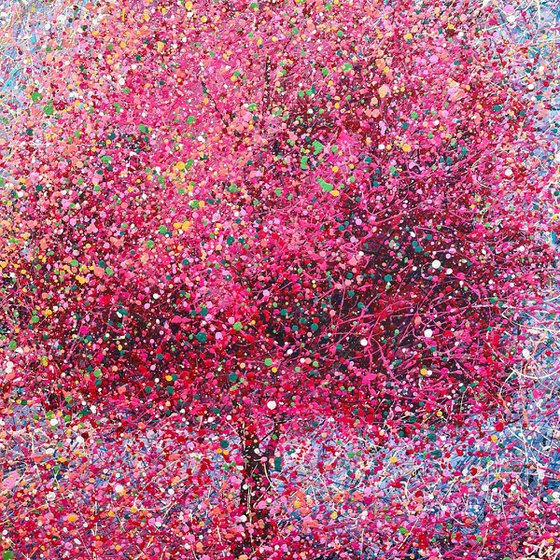 Sakura Original pink abstract tree Tender Light painting Spring blossom Large abstract landscape Cherry Blossom