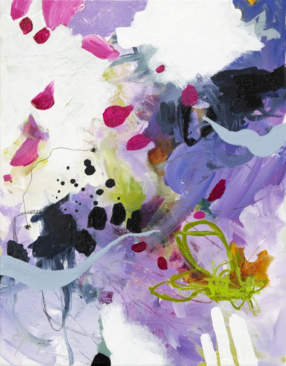 Organic Abstract Acrylic Painting By Chantal Proulx, 11 X 14, Nomadic Leaves, Original Artwork