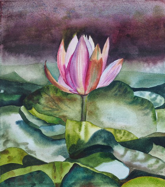 Lotus flower - original watercolor artwork