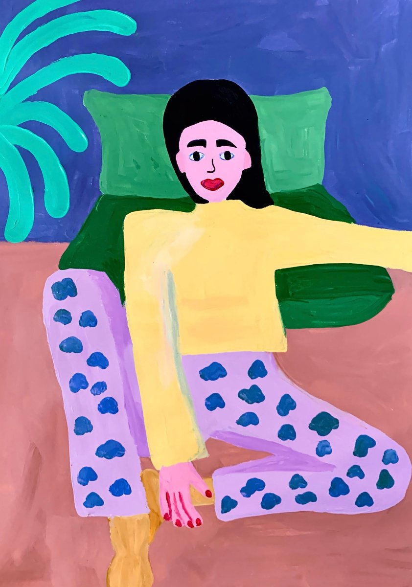 Urban And Pop Portrait Acrylic Painting By Aurora Camaiani, 14 X 20, The Wait, Original Artwork