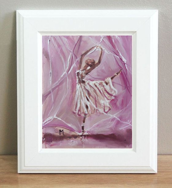 " BALLERINA " -  baby girl original oil painting on canvas, gift,  PALETTE KNIFE