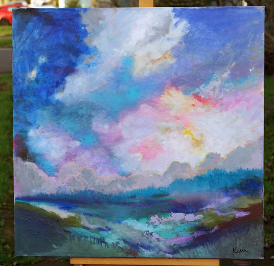 The Air There is a Little Softer 30x30" Soft Landscape with Colorful Clouds