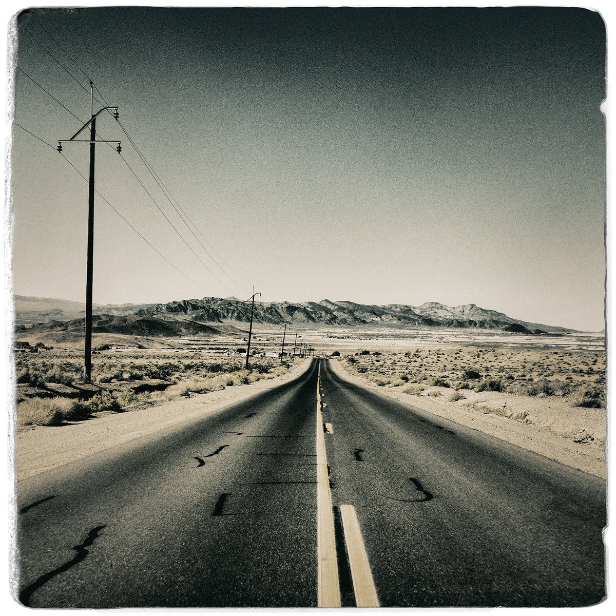 Photorealistic Landscape Photograph By Heike Bohnstengel, 16 X 16, Mojave Road Trip, Tecopa, Original Artwork
