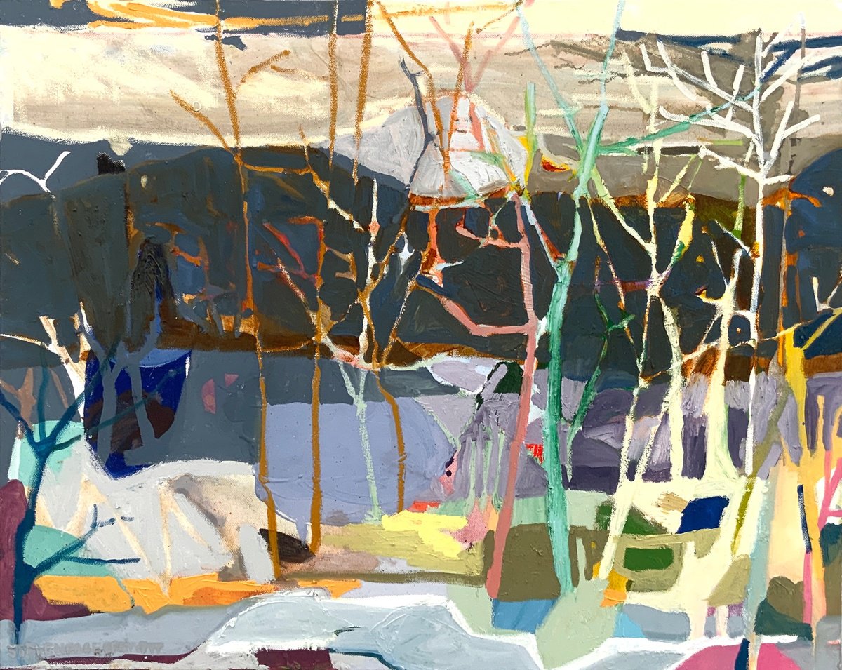 Impressionistic Abstract Oil Painting By Steven Page Prewitt, 30 X 24", Shortest Day And Snow, Original Artwork