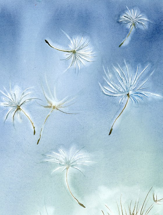 Dandelion Seeds Painting - Original Watercolor Painting