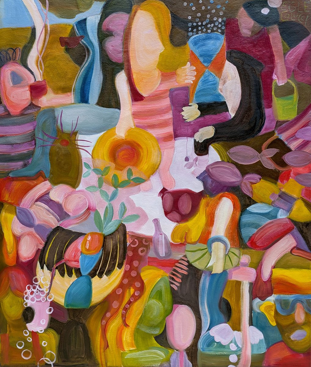 Portrait Oil Painting By Egle Colucci, 24 X 29, Dad, Time To Play, Original Artwork