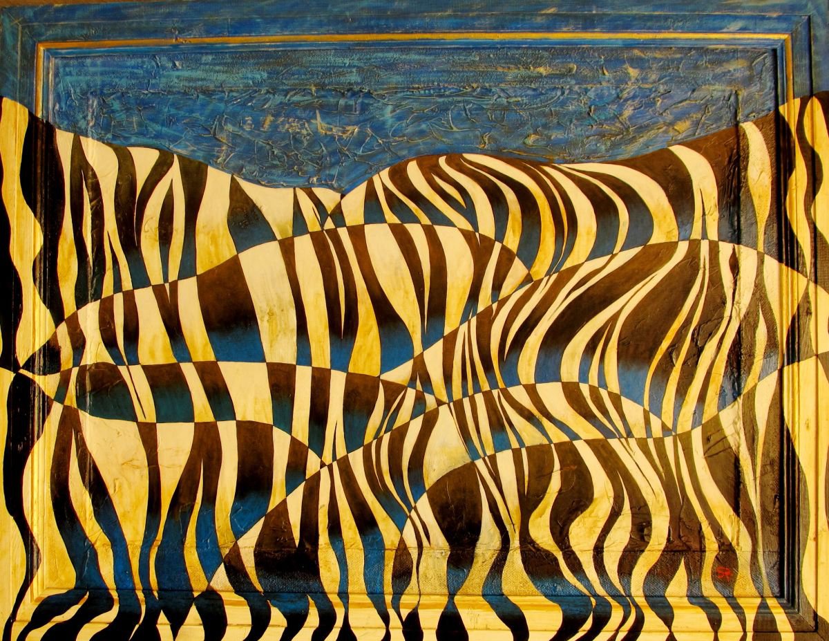 Blue Zebra on a blue background by Serhiy Roy