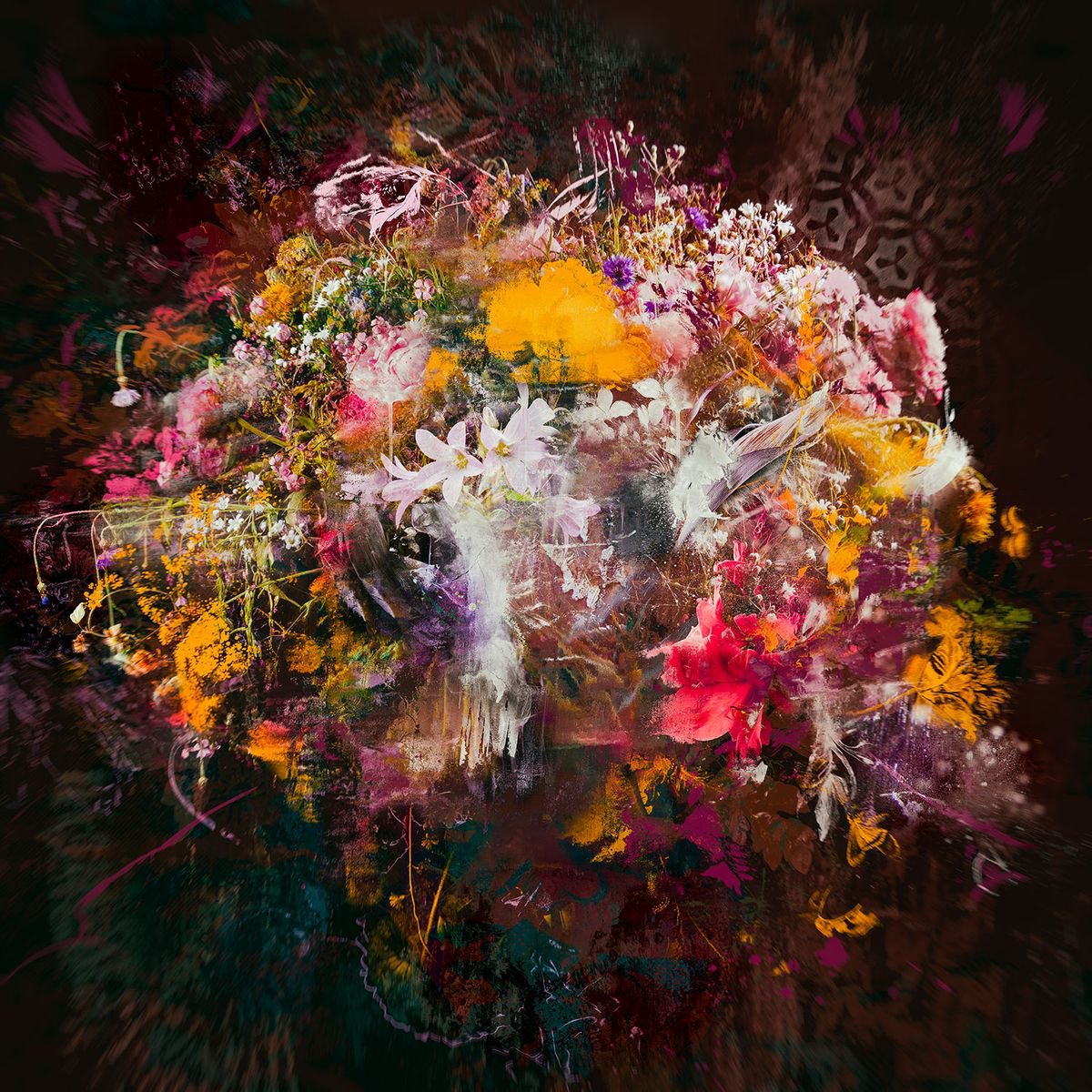 Botanical Painting By Teis Albers, 39 X 39", Bouquet Xxiii, Original Artwork