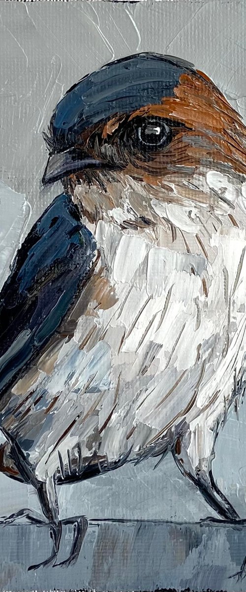 Swallow bird painting mini art by Leysan Khasanova
