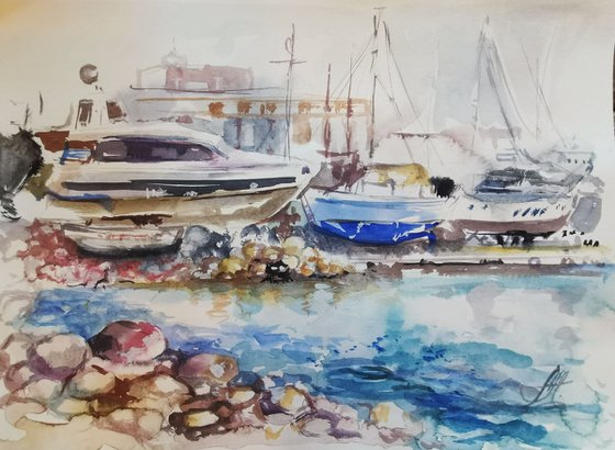 Sea Coastal Art Seaside-inspired Paintings on paper, watercolor art