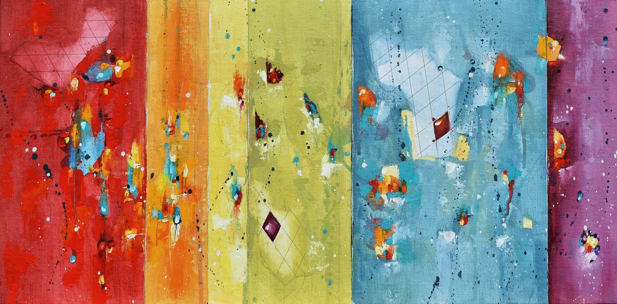 Abstract Landscape Oil Painting By Cynthia Ligeros, 24 X 12, Colors Of Spirit, Original Artwork