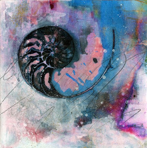 Nature's Tranquility 7 - Abstract Nautilus Shell Painting by Kathy Morton Stanion