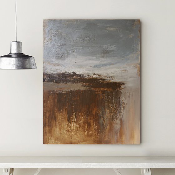 "Deeps" Abstract blue brown minimalist art