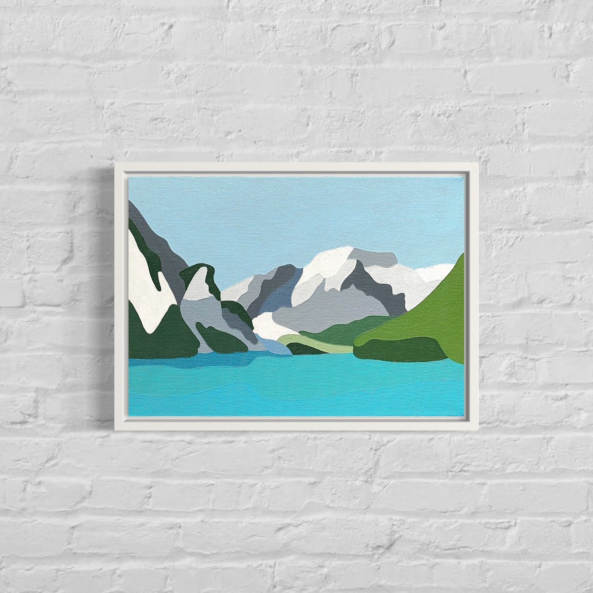 Abstract Landscape Acrylic Painting By Zoe Hattersley, 14 X 10", Lake Braies, Dolomites, Italy, Original Artwork