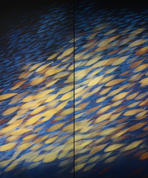 Fish nº86 / Extra large painting  #Gold series by Malgorzata Krakowiak