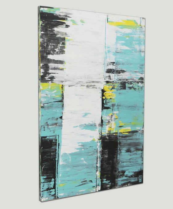 Static Black and Blue - Abstract Painting - Affordable Art - Ronald Hunter - 49O