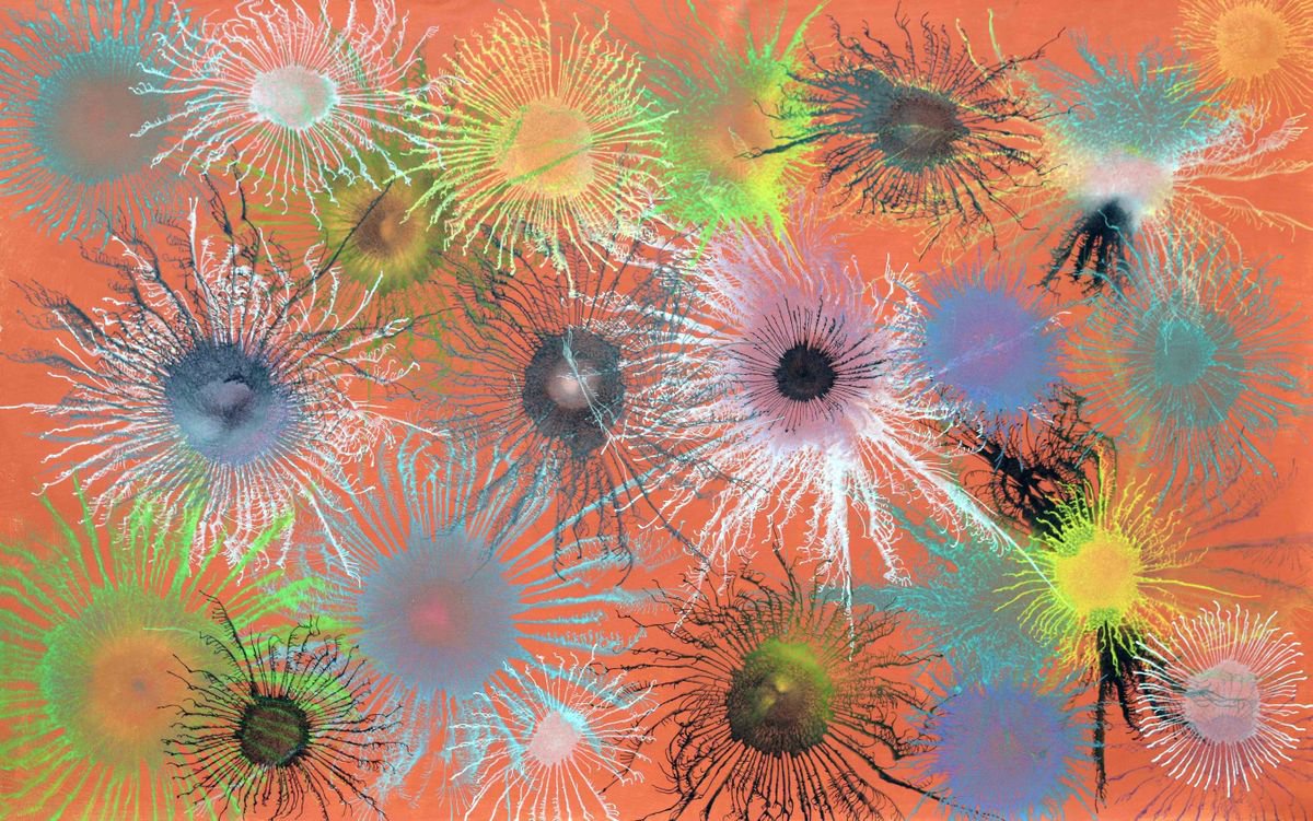 Abstract Acrylic Painting By Sumit Mehndiratta, 60 X 37", Exploflora Series No. 62, Original Artwork