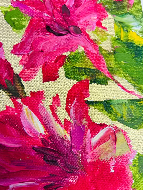 In pink flowers