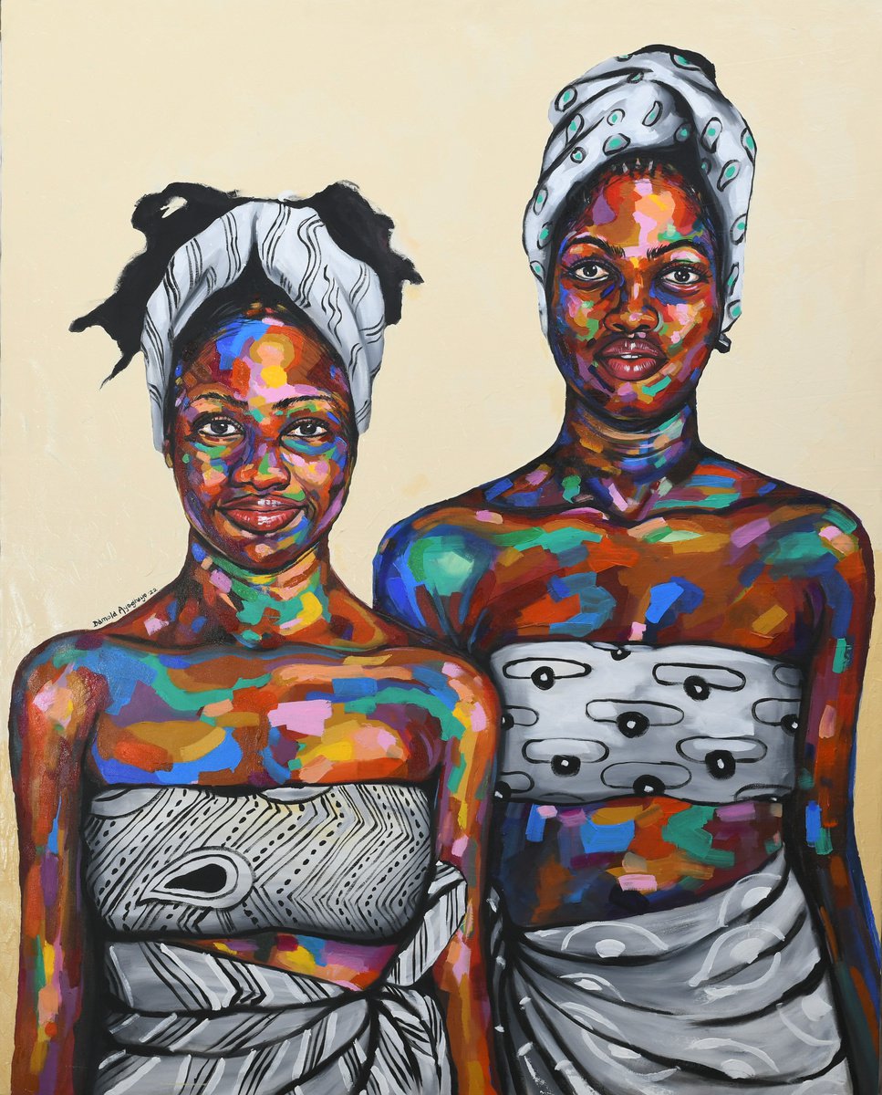 Expressive Portrait Acrylic Painting By Damola Ayegbayo, 48 X 60, Strength In Diversity 4, Original Artwork