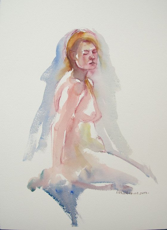 seated female nude