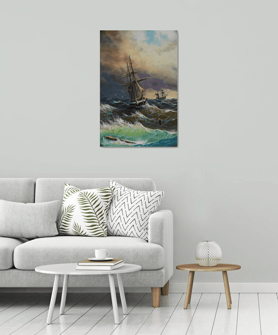 Restless sea -3 (60x90cm, oil painting)