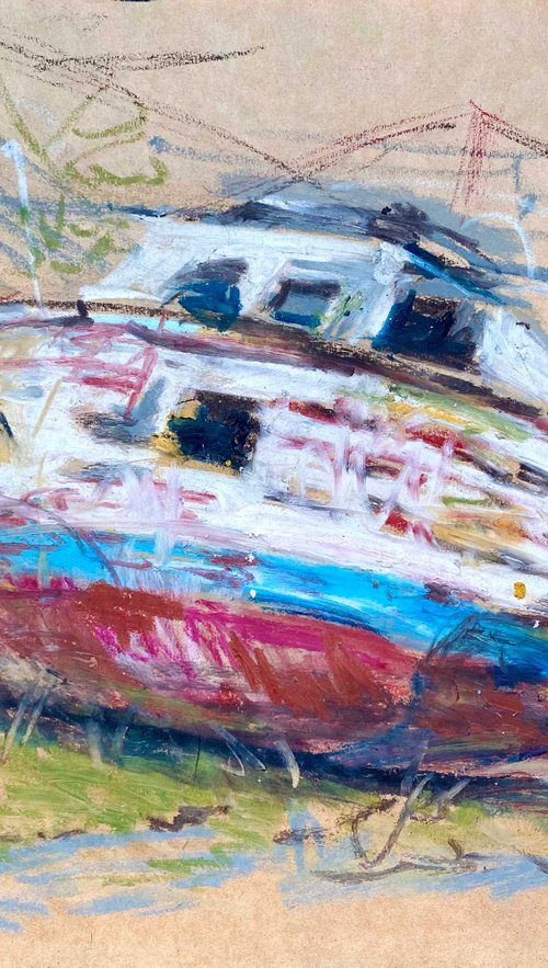 Old wooden boat by Elena Yuzefovich