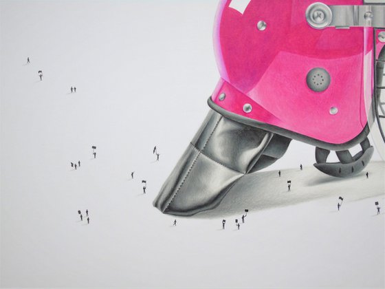 Right To Protest: Riot Helmet Pencil drawing by Daniel Shipton | Artfinder