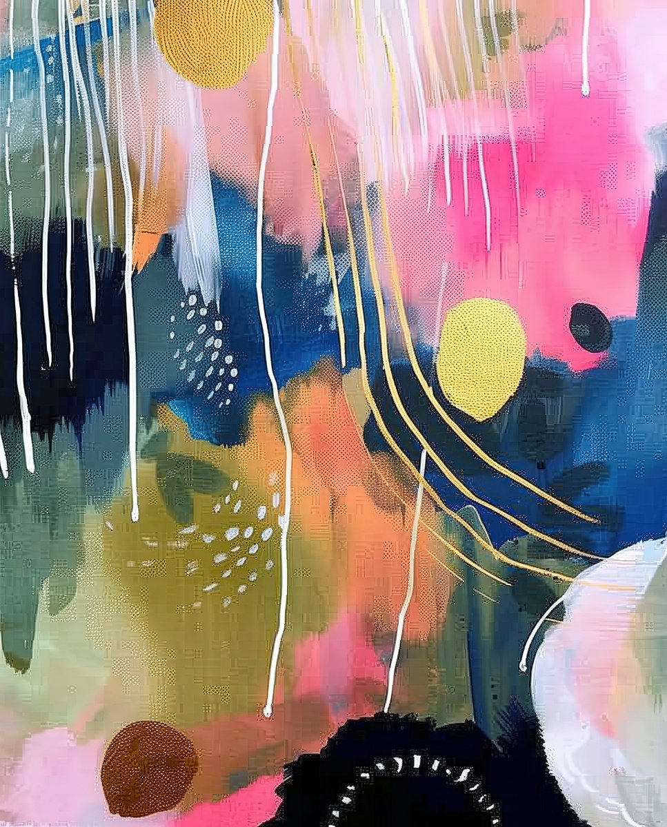 Abstract Acrylic Painting By V+V Kniazievi, 47 X 59", Enchanted Underwater Bloom #3, Original Artwork