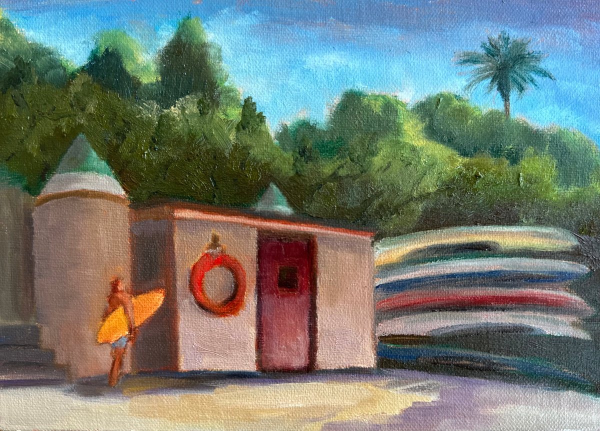 Impressionistic Cityscapes Oil Painting By Grace Diehl, 7 X 5, Summer Days, Original Artwork